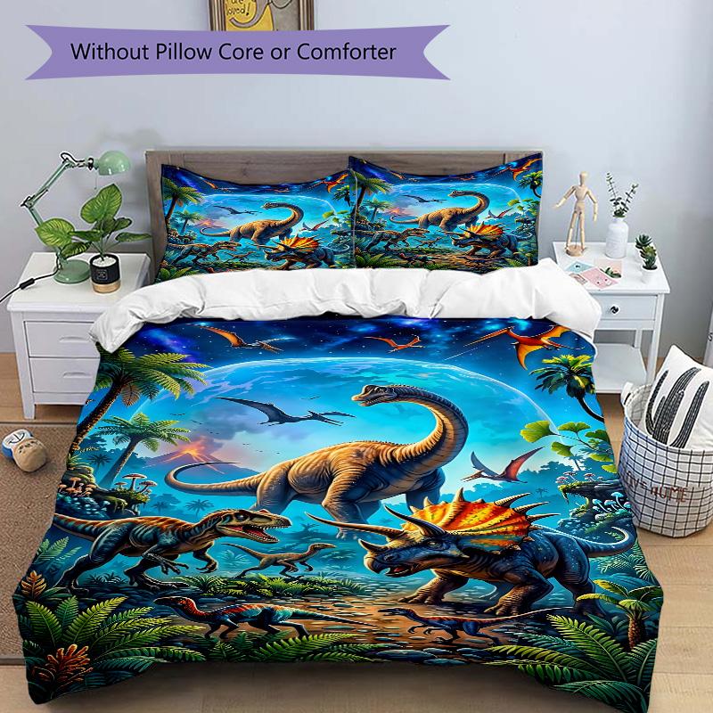 Dinosaur Kingdom Night Print 3Pcs Bedding Setduvet Cover With 2 Bedropillowcase Home Birthday Gift
