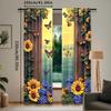 2Pcs Vibrant Sunflower Patterned Butterfly Curtains Stylish Home Decor Suitable For Bedroom Bathroom Living Room Dining Room