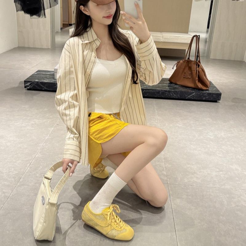 

Кожаная сетчатая полая дышащая женская новая ретро универсальная на плоской подошве повседневная спортивная обувь для скейтборда 35 бежевый