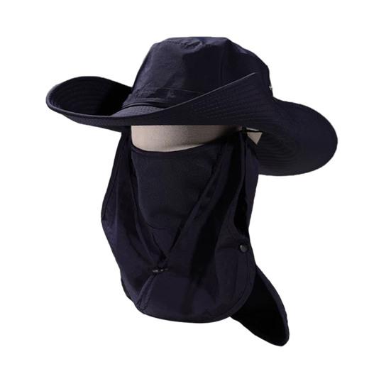 Summer Bucket Hat, Breathable Quick-Dry Fisherman Hat with Detachable Face Neck Guard, Adjustable Drawstring Sun Protection Hat for Outdoor Gardening