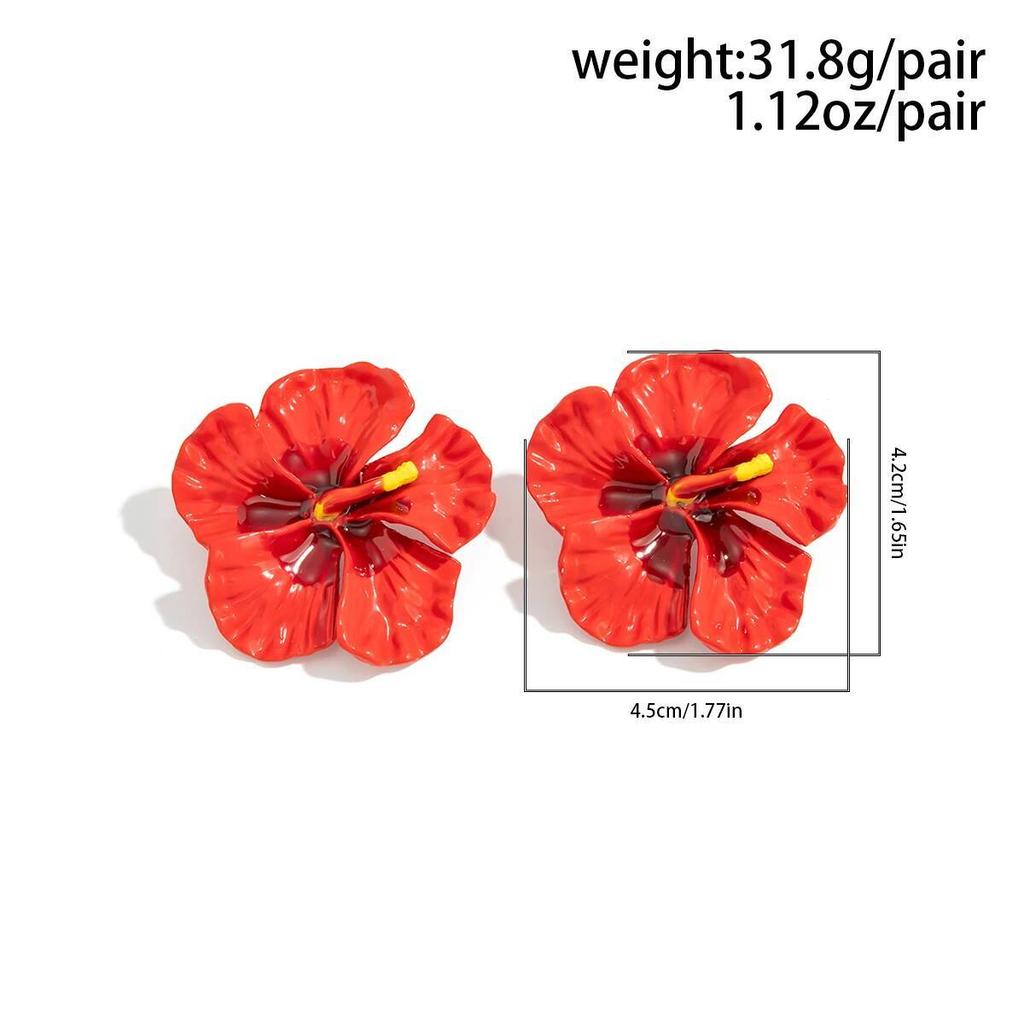Salircon Boho Dripping Oil Colored Flower Earrings Women Vintage Exquisite Five Petal Flower Earrings Wedding Party Jewelry Gift