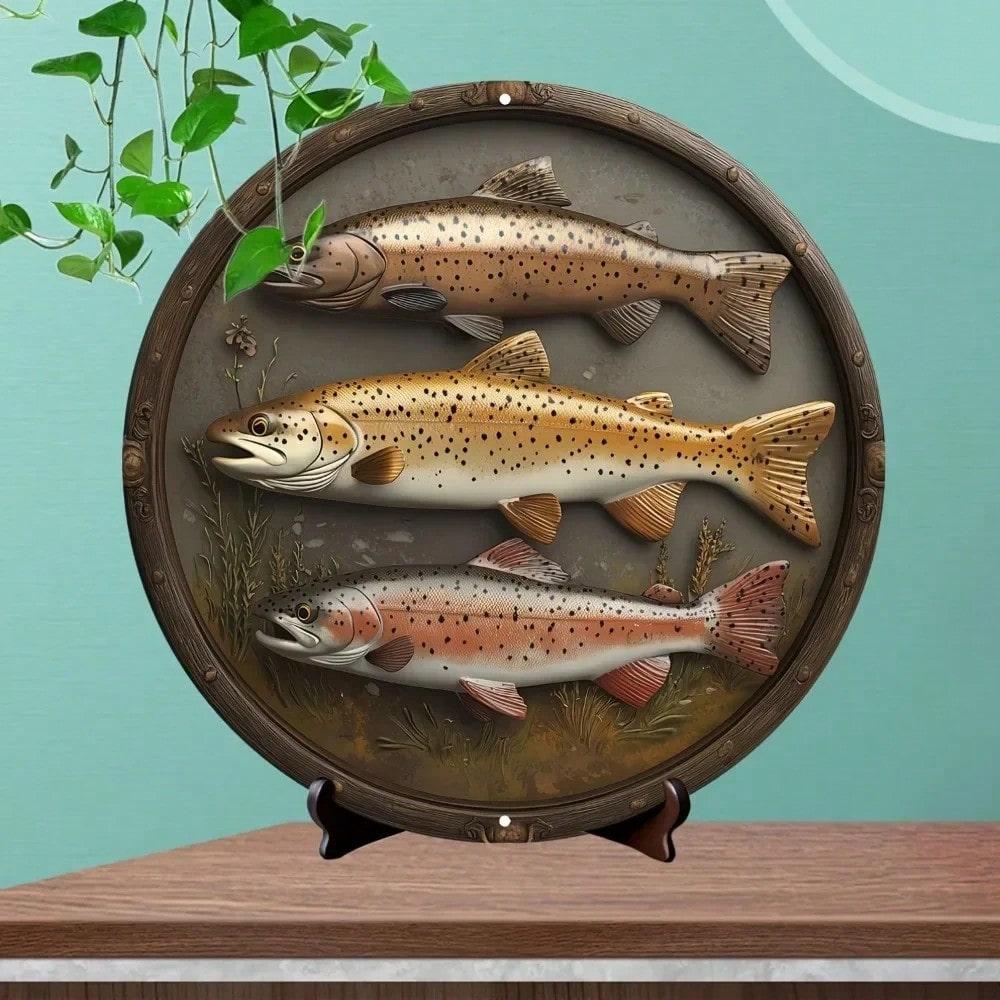 

Metal 2D Fish Wall Art Sign High Bend Resistance Indoor Outdoor Home Bar Cafe Decor 20x20 різнокольоровий