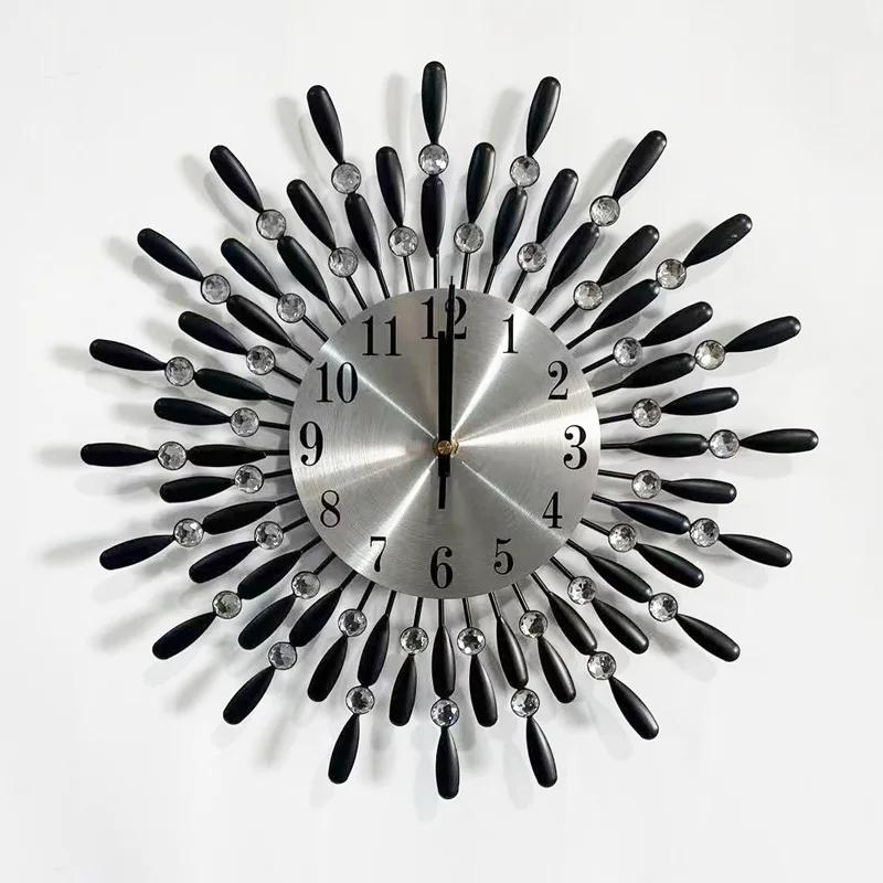 

Настінні годинники для вітальні Домашні настінні годинники Прикраса для вітальні Ретро металеві настінні годинники Крапля води Залізна прикраса 38cm 15inch чорний