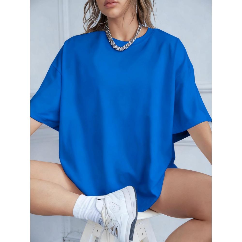 Womens Solid Color Cotton Summer Soft T-Shirt Y2K Oversized T-Shirts Jogging Casual Tops Multicolor Short Sleeve