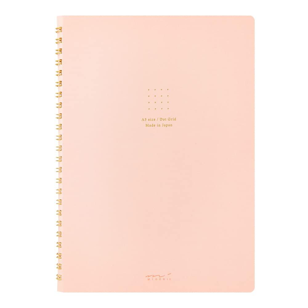 

DESIGNPHIL MIDORI A5 Ring Notebook - Pink Dot Grid, Stylish Journal 15332006
