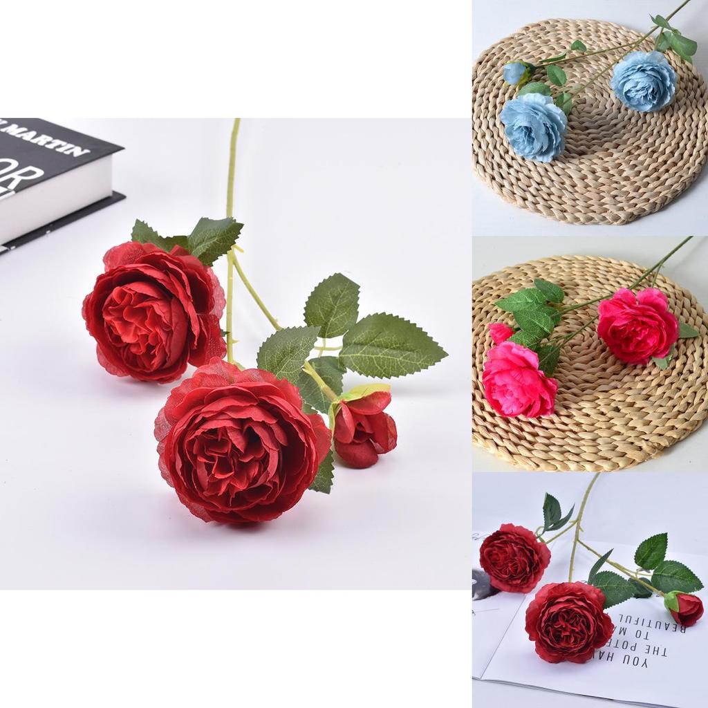 Western Ranunculus Asiaticus Faux Flower Arrangements With Embossed Craft For Event Decor