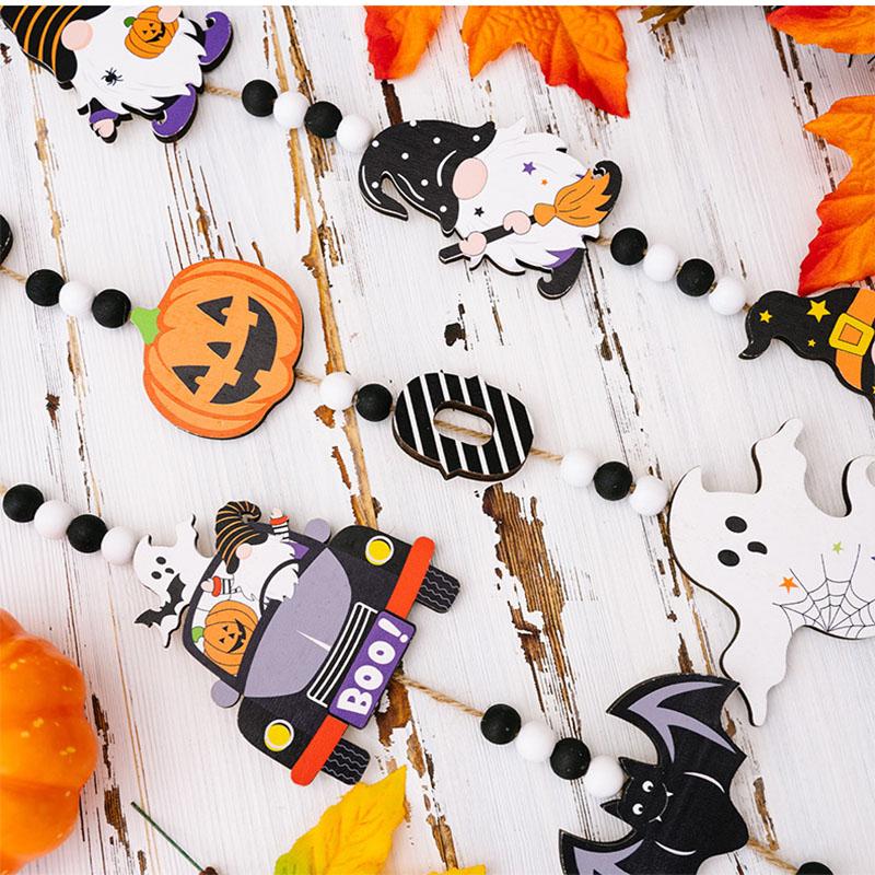 Halloween Wooden Ornament Pumpkin Bat Tassel Pendants Home Hanging Decor for Wall Door Car Halloween Party Decoration Crafts
