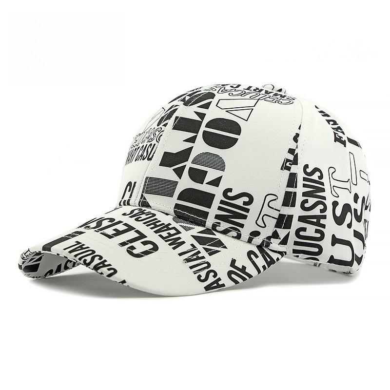 Graffiti Letter Print Baseball Cap Unisex Streetwear Structured Hard Top Peaked Hat Spring Summer Outdoor Sun Protection Visor for Men Women