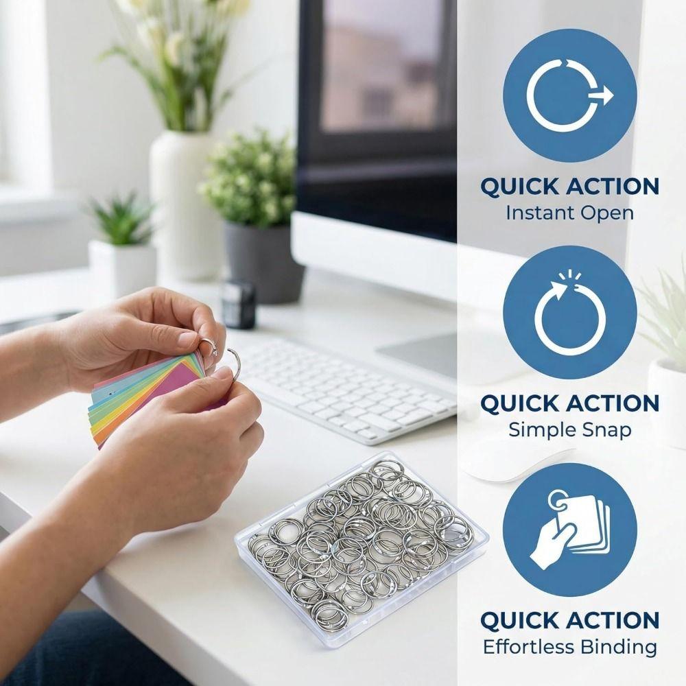 50Pcs O Ring Metal Binder Rings Assorted Sizes Keychain Rings Metal Opening Ring  Home Office