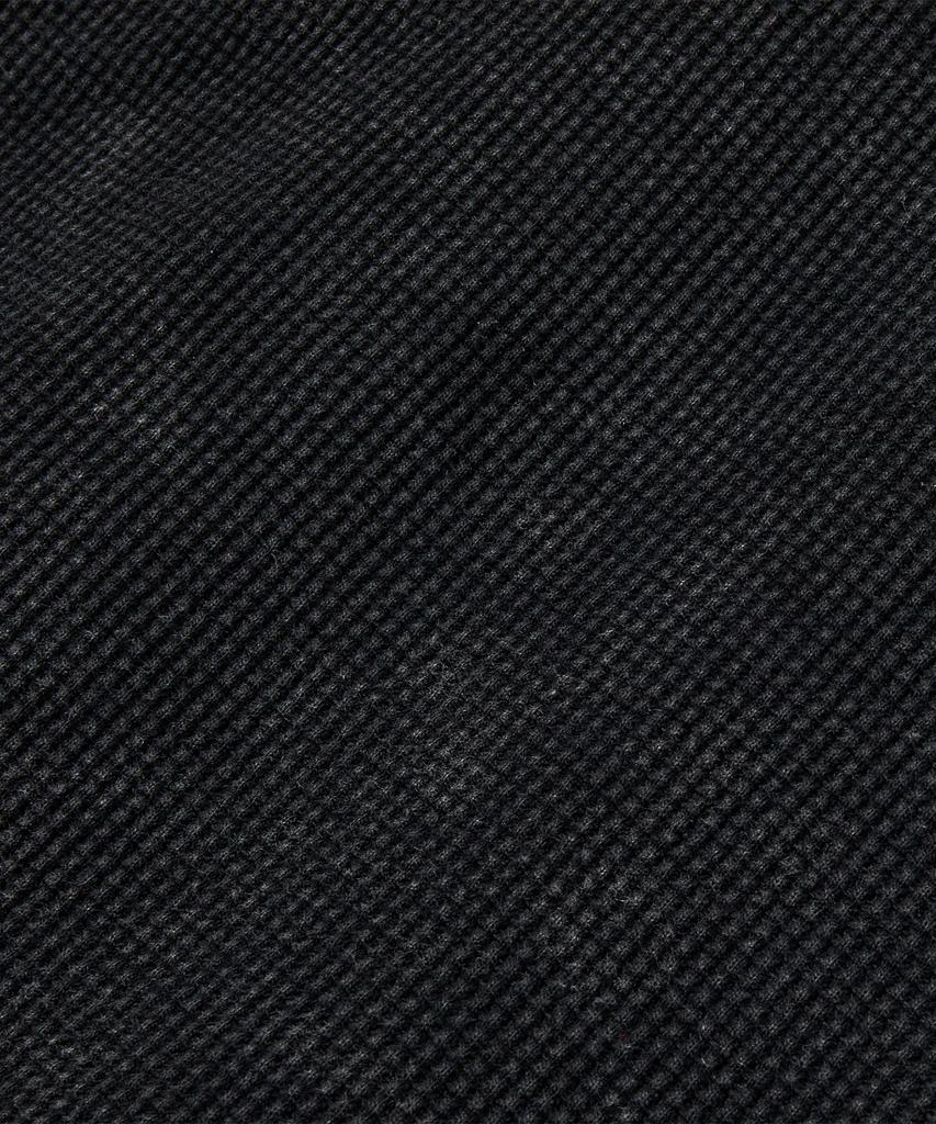 Mihag [Plain Ver.] Washed Waffle Henley Neck T-Shirt (Black)
