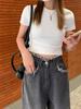 2023 Women's Korean Solid White Slim Fit Short Sleeve T-Shirt - Casual Summer Top