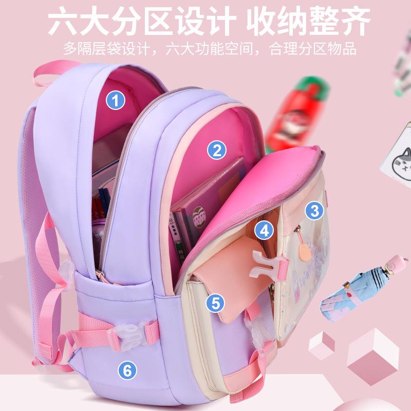 New Baby Primary School Schoolbag Female Cartoon Cute Student Lightweight Contrasting Backpack