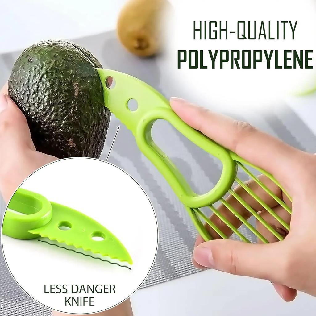 Fruchtschneider Schäler Avocado Schäler 3 in 1 Avocado Schneidewerkzeug Multifunktionaler Avocado Schneider Entkerner Plastikmesser Küchenwerkzeuge