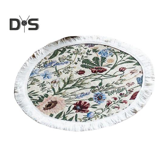 Tischset mit Quaste, pastoralem Stil, Blumen-Ölgemälde, ästhetische runde Form, Partys, Hochzeiten, Bankette, Tischdekoration, Abendessen-Matte