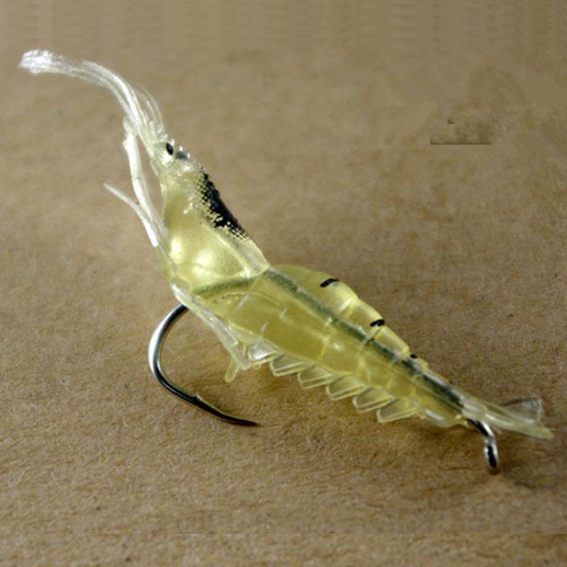 4CM Soft Hooked Shrimp Lure - Realistic Bionic Fish Bait, 1.3g Soft Worm Lure for Fishing