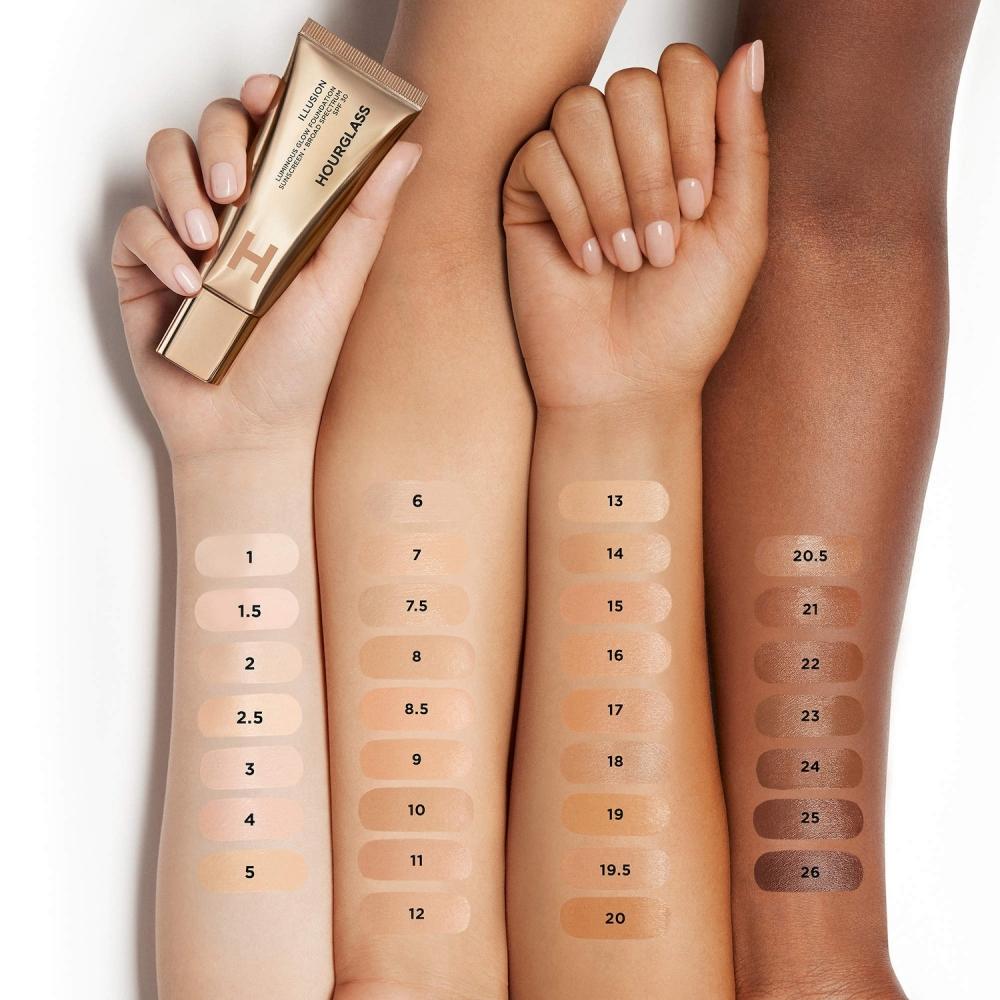 Hourglass Illusion Luminous Glow Foundation LSF 30 1,1 oz 35 ml 21 Medium Deep Warm Peach