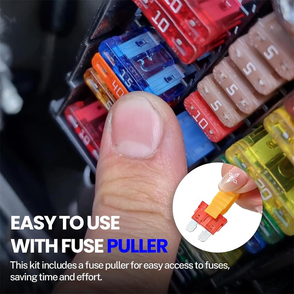 460Pcs Fuses Kit, Micro2,Standard,Micro Fuse ,Mini Fuses Assortment Kit 2A 3A 5A 7.5A 10A 15A 20A 25A 30A 40A with Puller