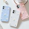 Simple Daisy Flower Phone Case For iPhone 14 13 12 11 Pro Max Pink White Soft TPU Back Cover