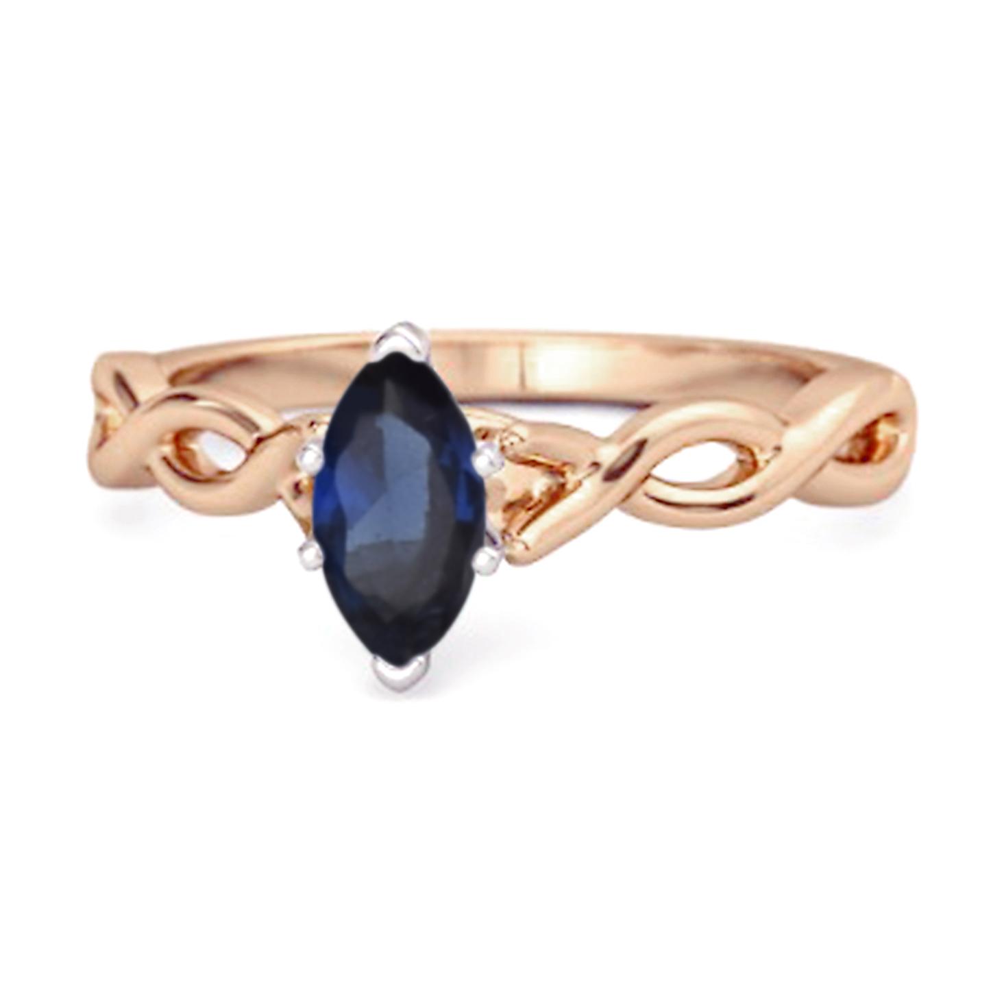 Blue Sapphire Marquise Ring - 925 Sterling Silver Rose Gold Vermeil 6