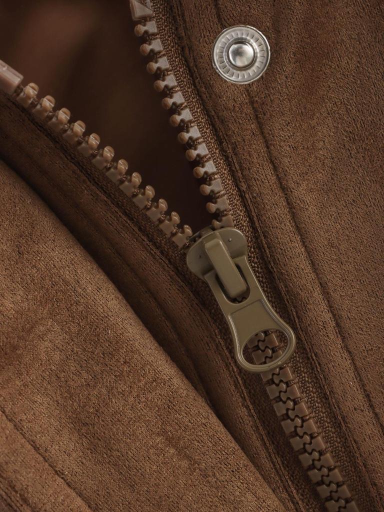 Damen 2025 Frühling/Herbst Wildleder-Bomberjacke - Lässig, lockere Passform, Oberbekleidung im euroamerikanischen Stil