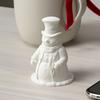 White Unpainted Craft Ornament 3D Printed Gentleman Snowman Figurine, Decorative Desktop Ornament, DIY Paintable Customizable Holiday Statue