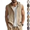 Men's Sleeveless Hooded Vest Multi Color Casual Linen Vest for Summer