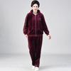 2-teiliges Hosen-Set Damen Fleecegefüttert Dickes Samt Übergröße Cardigan Jacke und Samt Jogginghose Zweiteilig Lässig Oversize Sport Set Herbst Winter