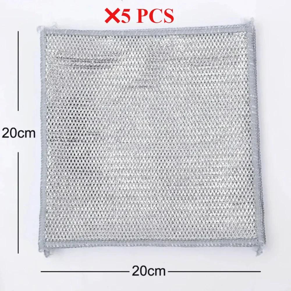 Metal Wire Mesh Cleaning Cloths Universal Sink Faucet Tea Stain Rag Microwave Gas Stove Dishwashing Scouring Pad Kitchen Towels