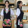 Multi-functional Polyester Work Apron Waterproof Ethnic Style Suit Collar Apron Vintage Button Design Dining Apron Kitchen