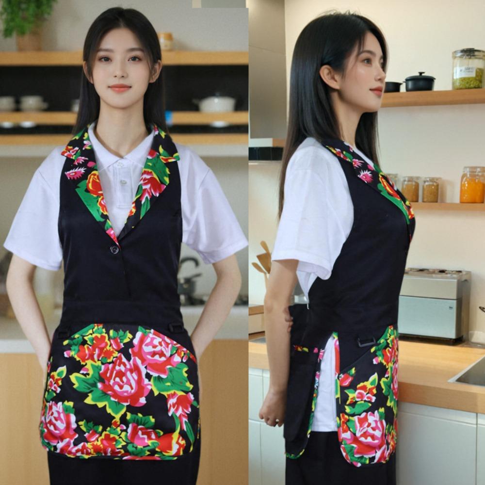 Button Design Work Apron Polyester Dining Apron Multi-functional Vest Apron  Home Use чёрный