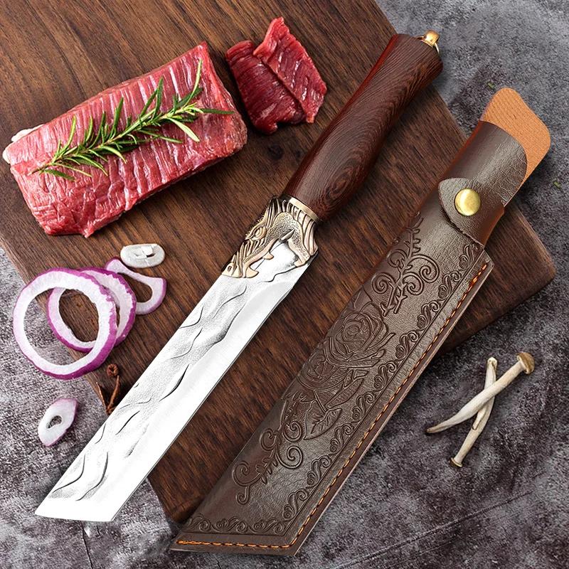 Utility Knife Slaughter Slicing Knife Hand Forge Blade Boning Butcher Kitchen Knives Chef Cleaver Meat Chopping Vegetable Knife