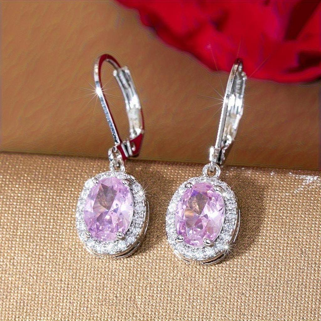Elegant cubic zirconia pendant earrings, sparkling engagement earrings for women, sweet and elegant jewelry