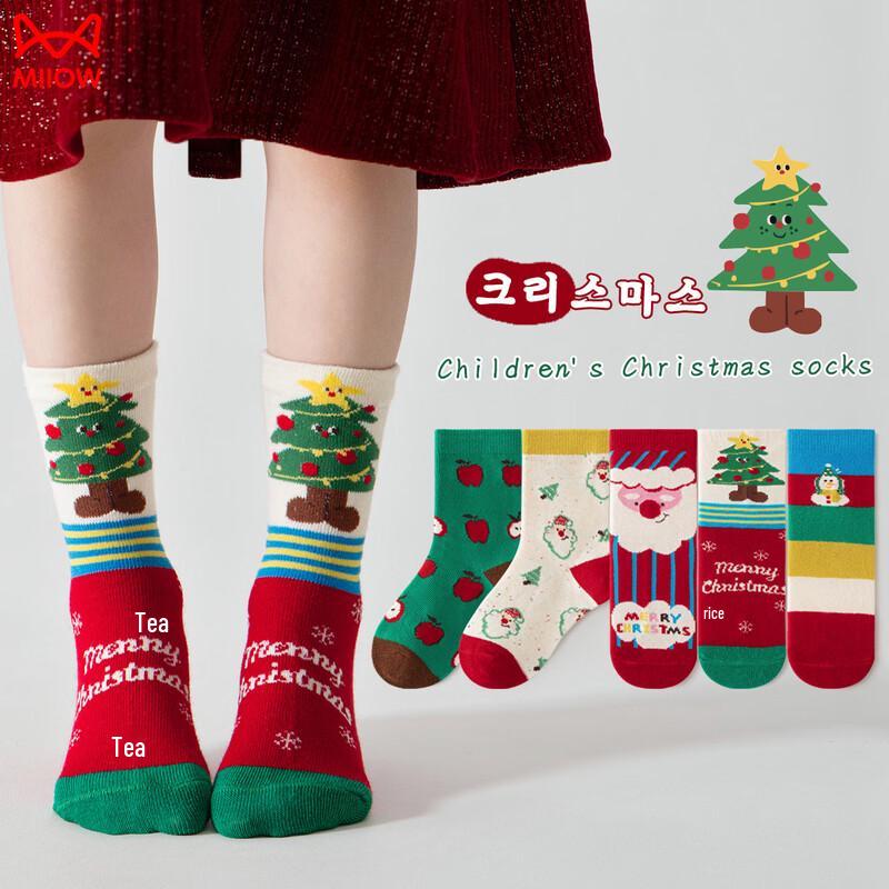 Maoren Children s Christmas Mid-Calf Cotton Socks L