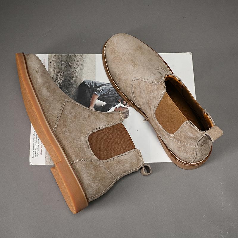 Základní boty Pánské Boty Móda Značka Chelsea Boot Zimní Semiš Kožené Vintage Kotníkové boty Teplá kožešina Klasické Denní kancelář Ruční výroba
