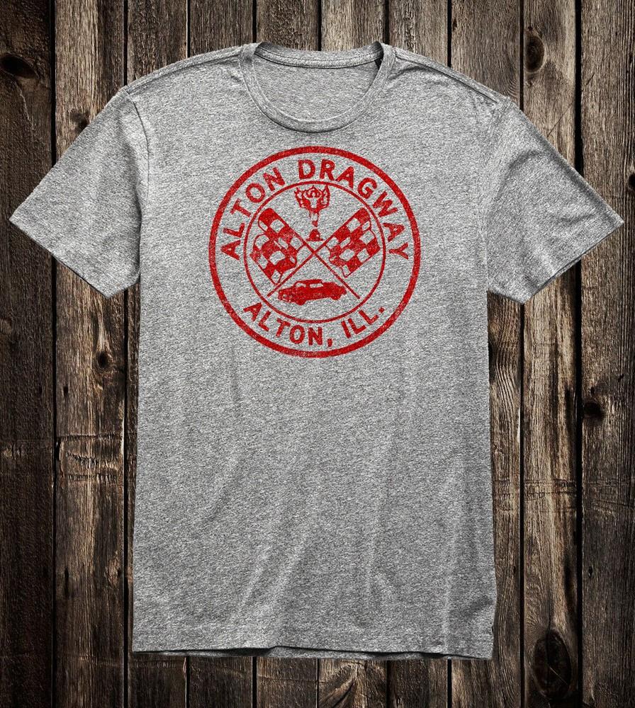 

Retro Hot Rod Tee T Shirt 100% Cotton Drag Race Racing Alton Dragway Illinois S