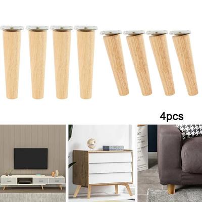 4 Pièces Style Oblique/Vertical Pieds de Meuble en Bois Massif 30-60cm Pieds de Chaise Bureau Accessoires de Meuble