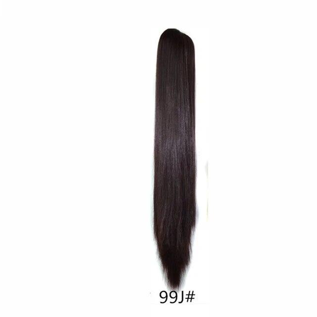 Synthetische Pferdeschwanz-Haarverlängerungen, lange, gerade Klaue, Clip-in/on-Pferdeschwanz für Frauen, tägliche Party, 55,9 cm, hitzebeständiges Kunsthaar
