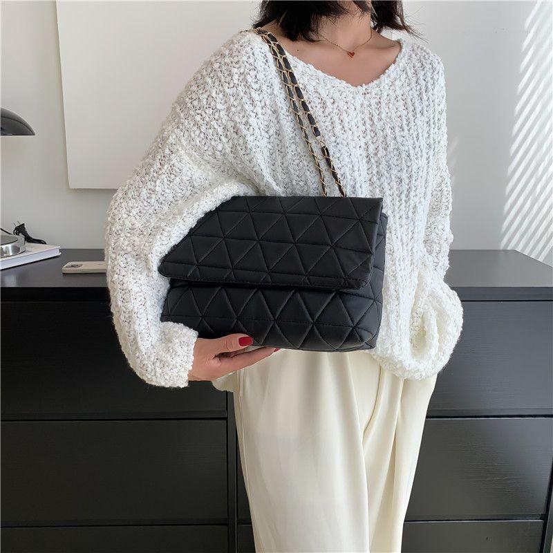 Checkered PU Shoulder Bag for Women Crossbody Bags Chain Strap Fashion Designer Bag Women's Messenger Bags New