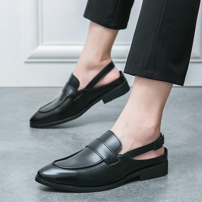 2024 Summer Men's Lightweight Leather Slip-On Sandals: Comfortable, Fashionable, Trendy Celebrity Style