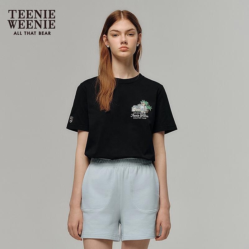 Teenie Weenie Women's Bear & Letter Embroidered Short Sleeve T-Shirt