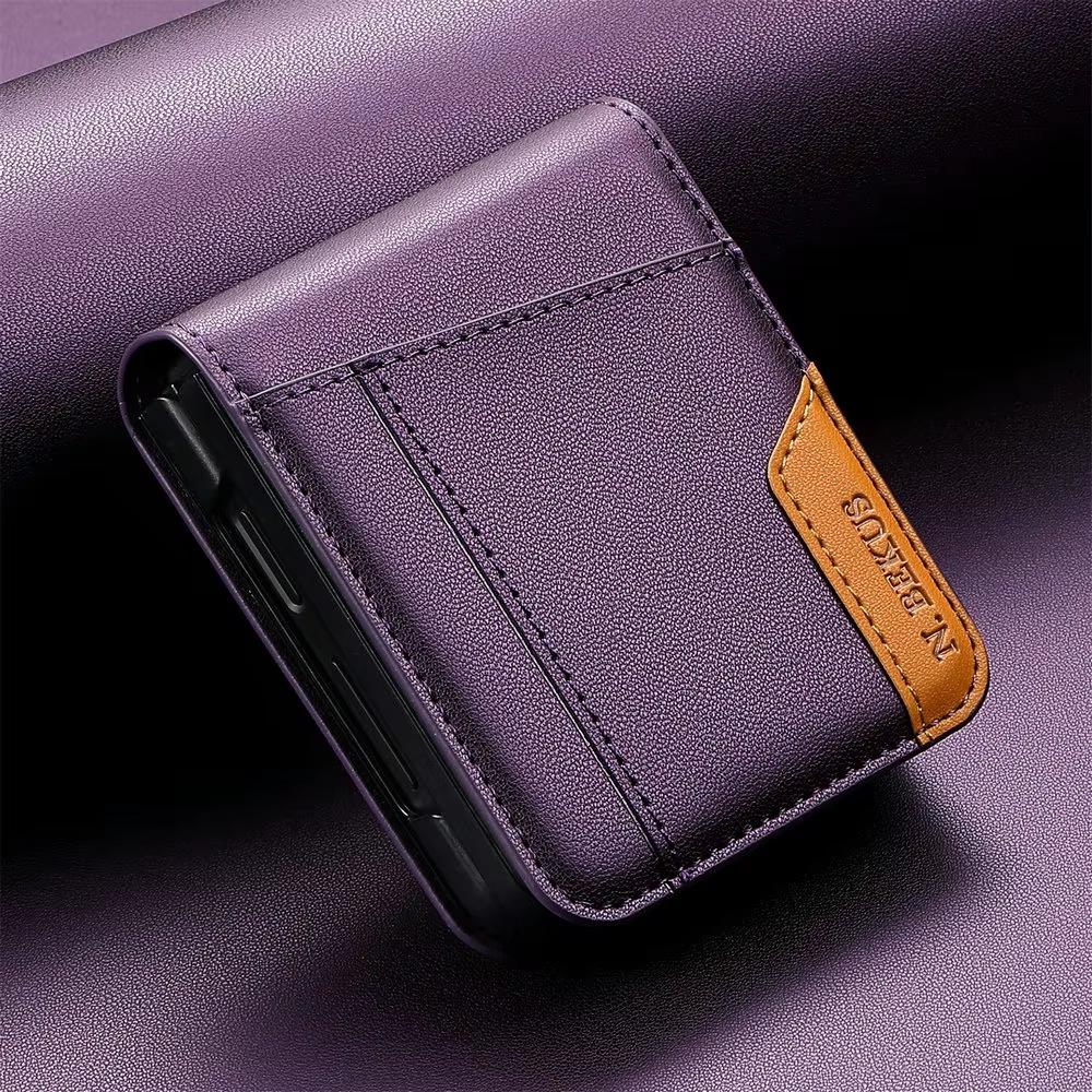 Business Leather Wallet Card Holder Magnetic Bag Phone Case For Samsung Galaxy Z Flip 7 FE 5G Flip 6 ZFlip 5 4 3 Flip7 Flip6