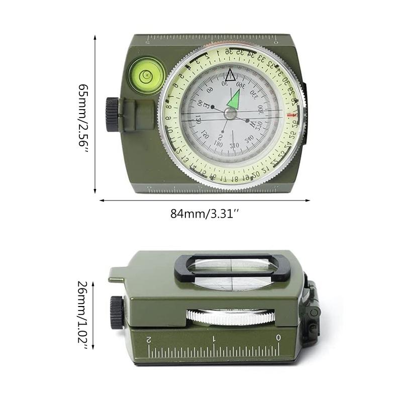 Compass High Precision Multifunctional Military North Green Compass Outdoor,Survival Emergency Luminous Sighting Compass