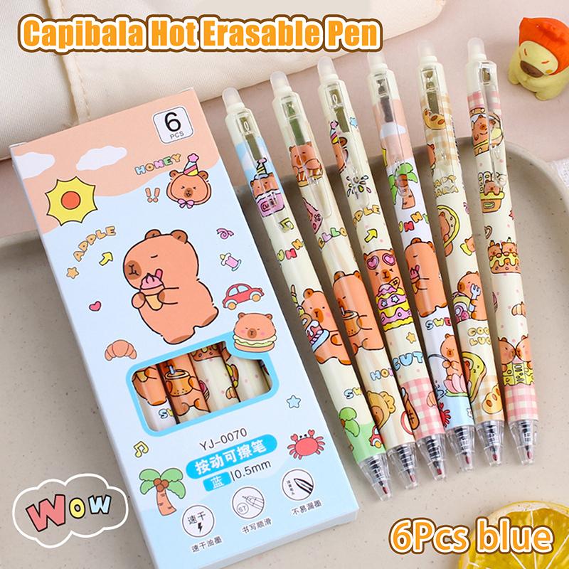 

6 шт. Кавайная гелевая ручка Капибара Мультяшная Быстросохнущая ручка Стираемая ручка Студенческая Экзаменационная Школьные Офисные Принадлежности Канцелярские товары