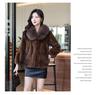 Women's Fashion Faux Mink Fur Coat with Large Collar and Velvet Detailing