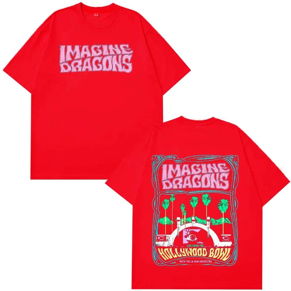 Imagine Dragons Hollywood Bowl Live Concert Double Sided Vintage T-Shirt Rock Band Oversized Cotton Unisex Tee