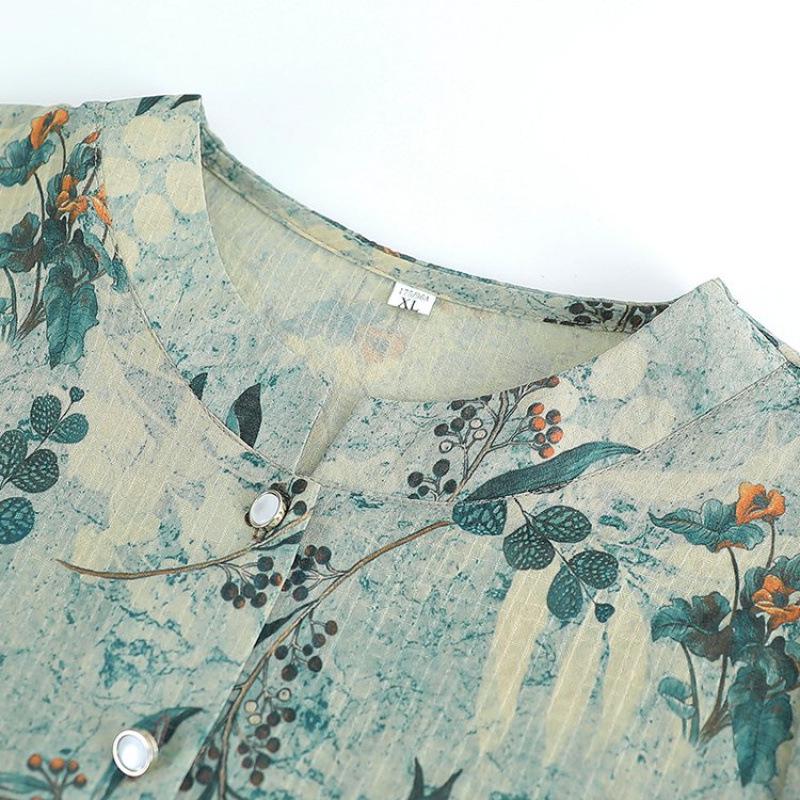 Grandma's Summer Short Sleeve Two-Piece Suit - Ice Silk Casual Wear for Middle-Aged and Elderly Women