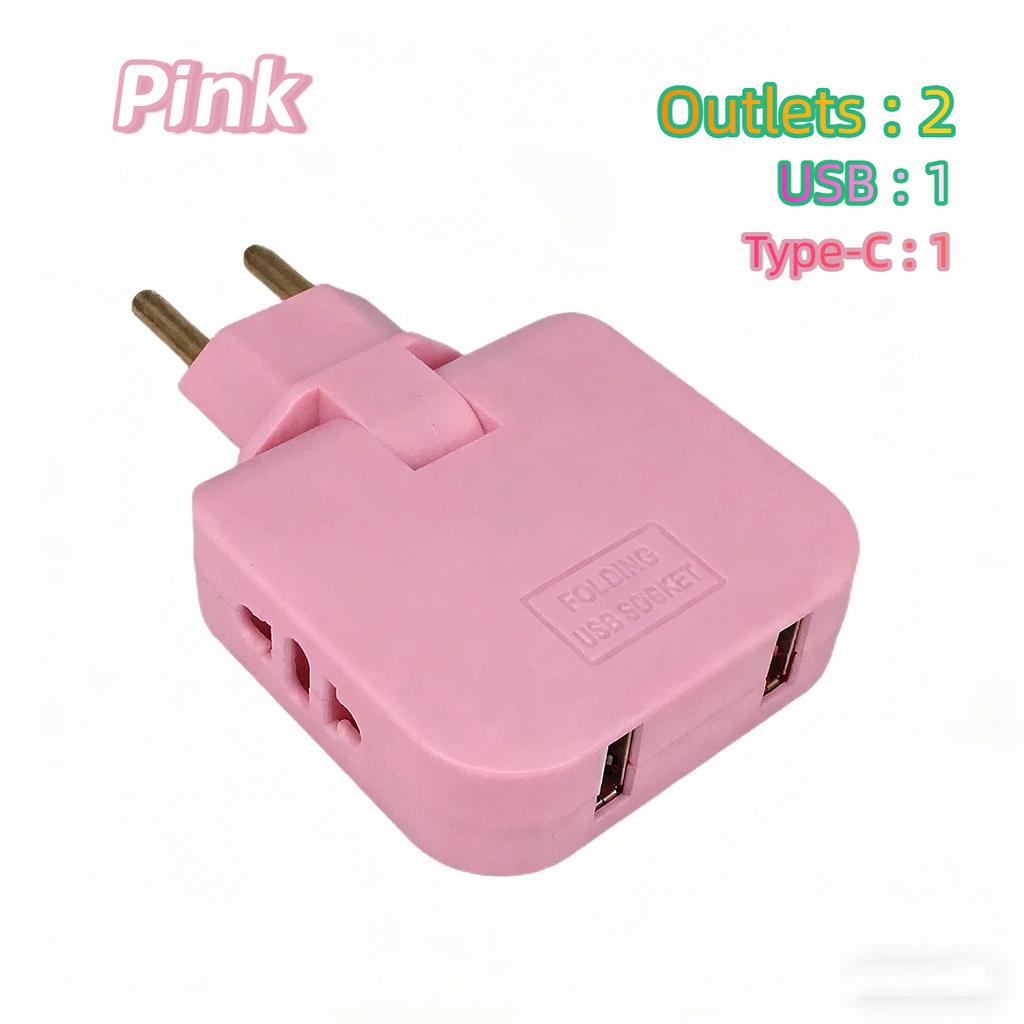 European Standard Rotating Plug Adapter – 180° Rotatable Multi-Outlet Extension Socket Cordless, Lightweight & Portable
