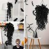 2 ks Halloweenská závěsná umělá eukalyptová strašidelná umělá černá listová větev vnitřní venkovní nástěnná závěsná falešná plastová rostlina černá zeleň dekorace