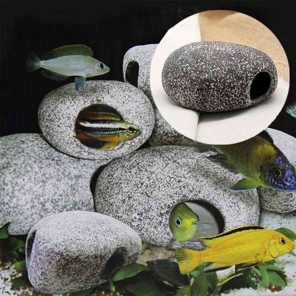 Delicate Cichlid Stone Cave Ceramic Fish Rock House Shrimp Adornment Hiding Tank Cave Pond