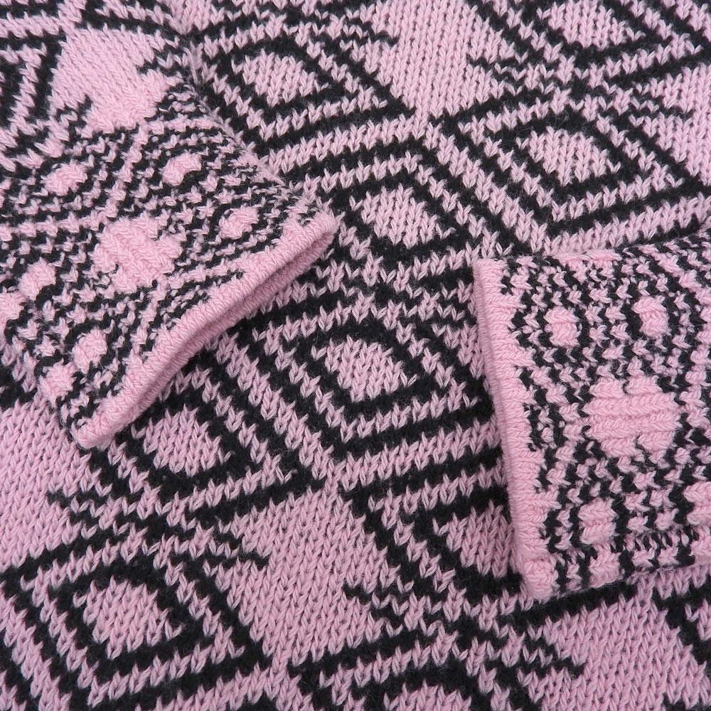 Prada Exzellenter Zustand Allover-Print Kaschmir-Strickoberteil für Herren, rosa und schwarz, Größe 44, UMB258 Oberteile 44 Rosa / SchwarzGebraucht